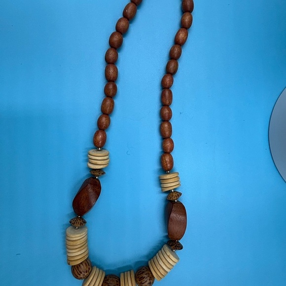 Three Unique Wooden Beaded Necklaces. Sold As One Lot.  Boho Jewelery. - Picture 6 of 10